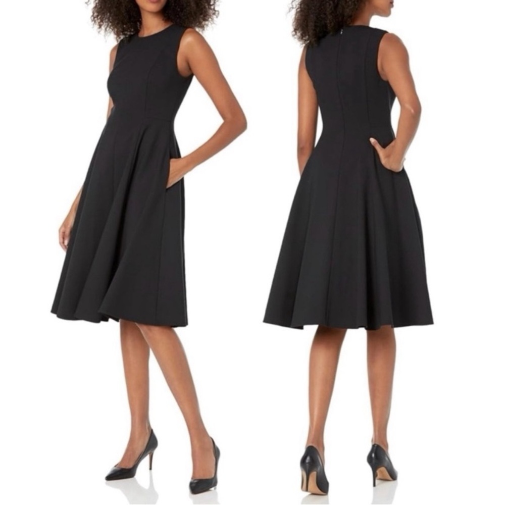 Theory Adison Pleated fit flare wool dress